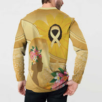 Polynesia Childhood Cancer Awareness Button Sweatshirt Be Bold Go Gold Polynesian Art LT14 - Polynesian Pride