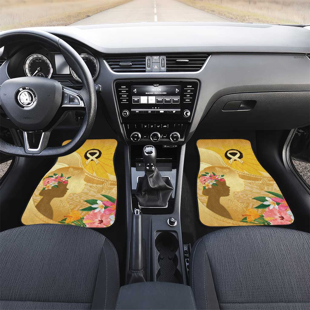 Polynesia Childhood Cancer Awareness Car Mats Be Bold Go Gold Polynesian Art LT14 Set 2pcs - Front Gold - Polynesian Pride