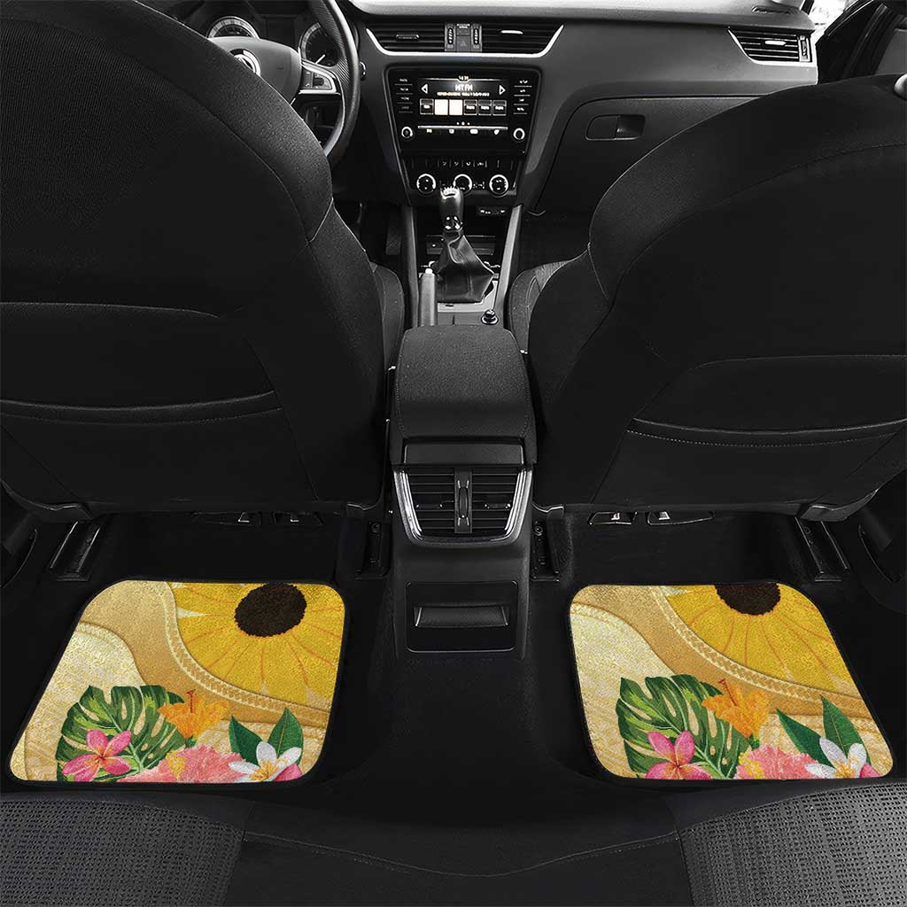 Polynesia Childhood Cancer Awareness Car Mats Be Bold Go Gold Polynesian Art LT14 Set 2pcs - Back Gold - Polynesian Pride