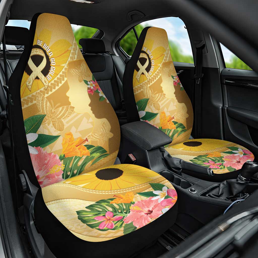 Polynesia Childhood Cancer Awareness Car Seat Cover Be Bold Go Gold Polynesian Art