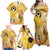 Polynesia Childhood Cancer Awareness Family Matching Off Shoulder Maxi Dress and Hawaiian Shirt Be Bold Go Gold Polynesian Art