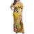 Polynesia Childhood Cancer Awareness Family Matching Off Shoulder Maxi Dress and Hawaiian Shirt Be Bold Go Gold Polynesian Art