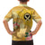 Polynesia Childhood Cancer Awareness Family Matching Off Shoulder Short Dress and Hawaiian Shirt Be Bold Go Gold Polynesian Art