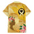 Polynesia Childhood Cancer Awareness Family Matching Off Shoulder Short Dress and Hawaiian Shirt Be Bold Go Gold Polynesian Art