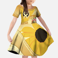 Polynesia Childhood Cancer Awareness Family Matching Puletasi and Hawaiian Shirt Be Bold Go Gold Polynesian Art