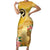 Polynesia Childhood Cancer Awareness Family Matching Short Sleeve Bodycon Dress and Hawaiian Shirt Be Bold Go Gold Polynesian Art