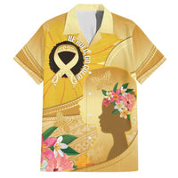 Polynesia Childhood Cancer Awareness Family Matching Tank Maxi Dress and Hawaiian Shirt Be Bold Go Gold Polynesian Art LT14 Dad's Shirt - Short Sleeve Gold - Polynesian Pride