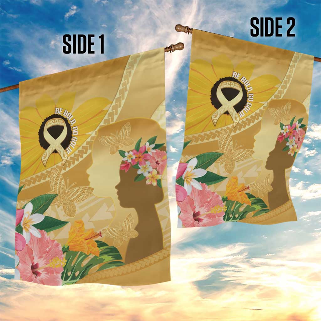 Polynesia Childhood Cancer Awareness Garden Flag Be Bold Go Gold Polynesian Art LT14 - Polynesian Pride