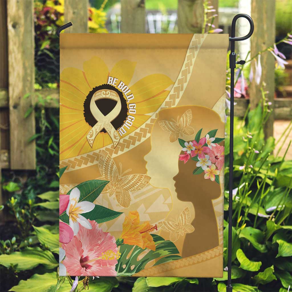 Polynesia Childhood Cancer Awareness Garden Flag Be Bold Go Gold Polynesian Art LT14 Garden Flag Gold - Polynesian Pride