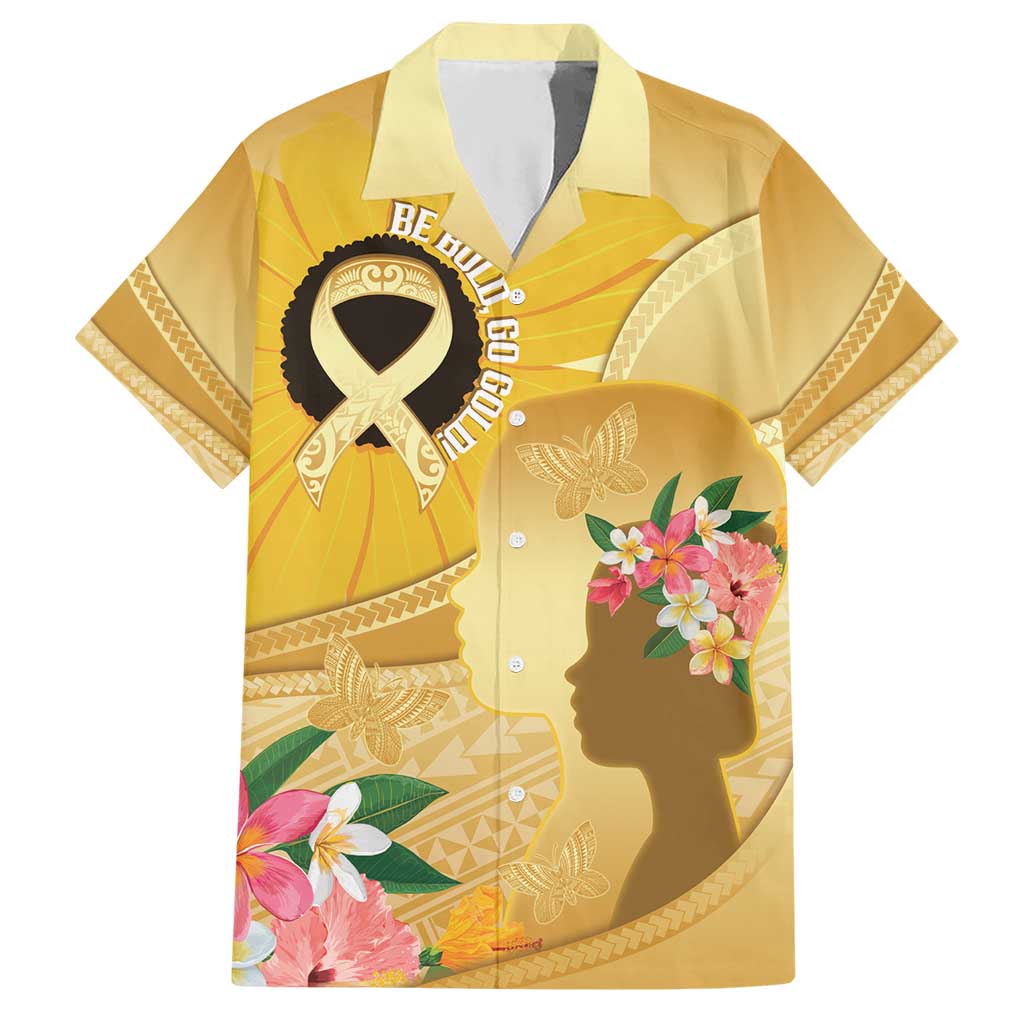 Polynesia Childhood Cancer Awareness Hawaiian Shirt Be Bold Go Gold Polynesian Art LT14 Gold - Polynesian Pride