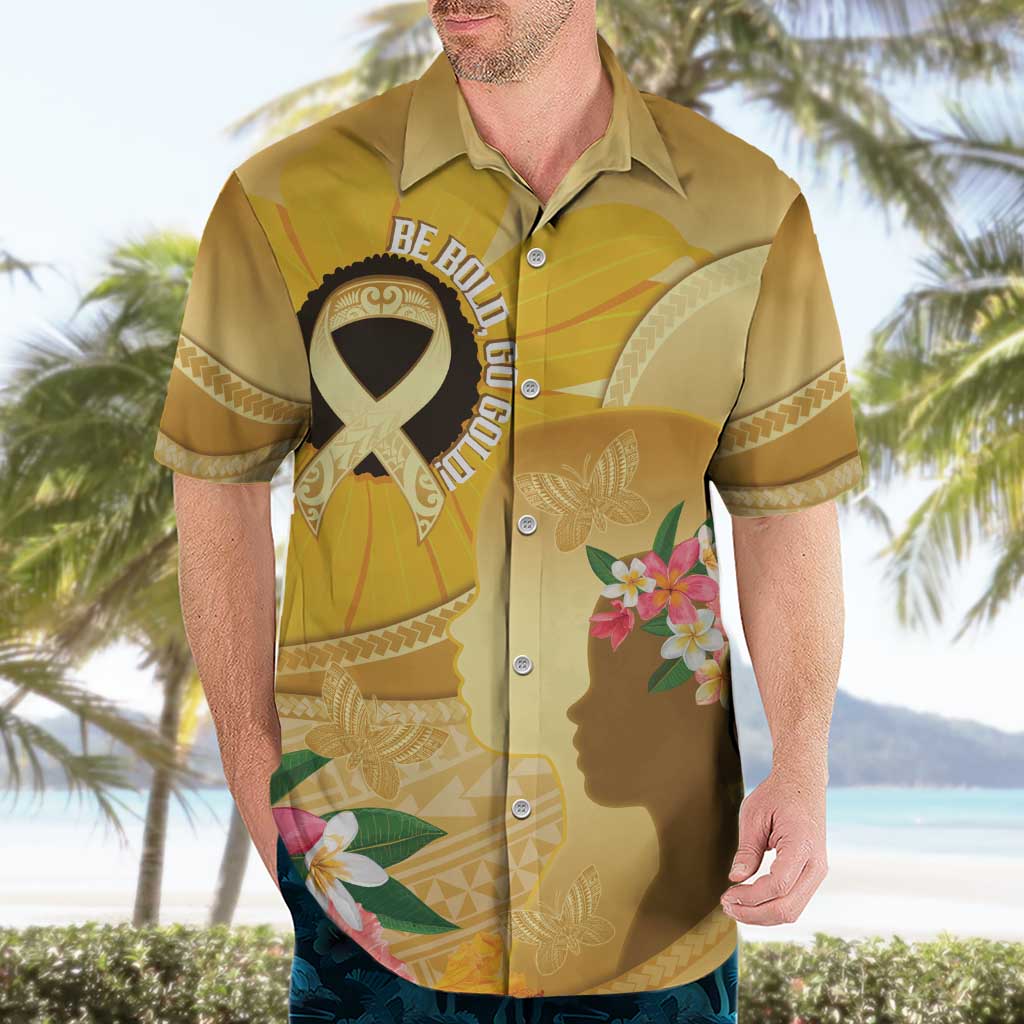 Polynesia Childhood Cancer Awareness Hawaiian Shirt Be Bold Go Gold Polynesian Art LT14 - Polynesian Pride