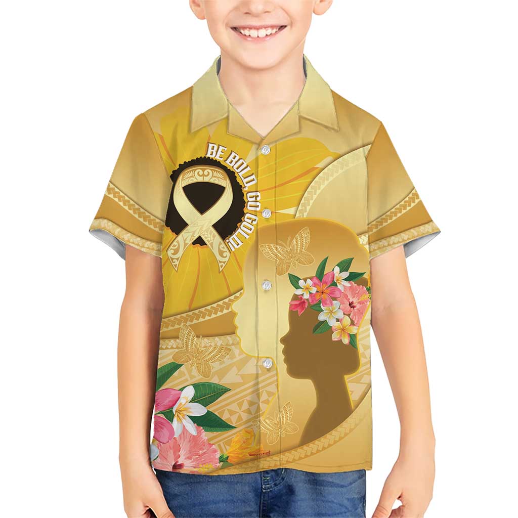 Polynesia Childhood Cancer Awareness Hawaiian Shirt Be Bold Go Gold Polynesian Art LT14 - Polynesian Pride