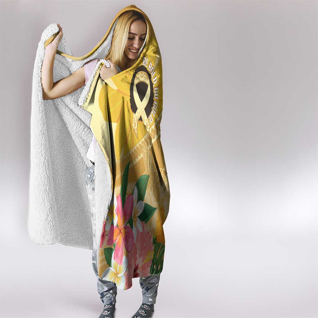 Polynesia Childhood Cancer Awareness Hooded Blanket Be Bold Go Gold Polynesian Art LT14 - Polynesian Pride