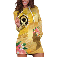 Polynesia Childhood Cancer Awareness Hoodie Dress Be Bold Go Gold Polynesian Art LT14 Gold - Polynesian Pride