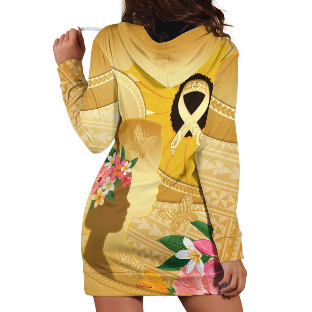 Polynesia Childhood Cancer Awareness Hoodie Dress Be Bold Go Gold Polynesian Art LT14 - Polynesian Pride