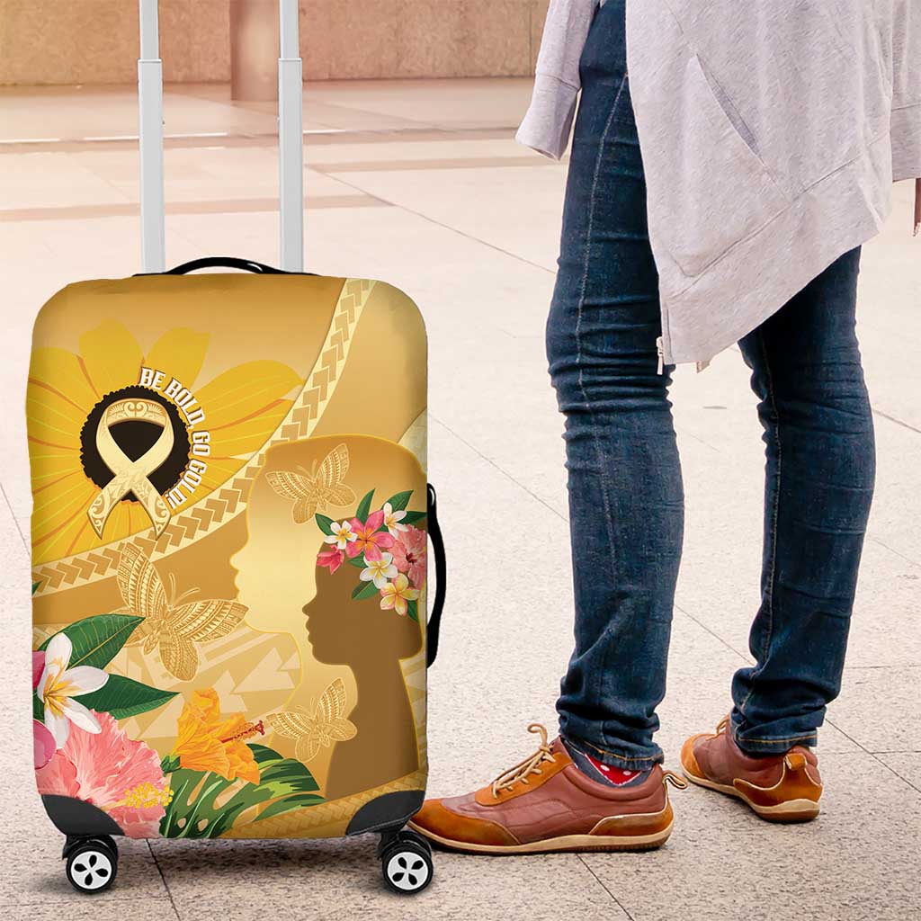 Polynesia Childhood Cancer Awareness Luggage Cover Be Bold Go Gold Polynesian Art LT14 Gold - Polynesian Pride