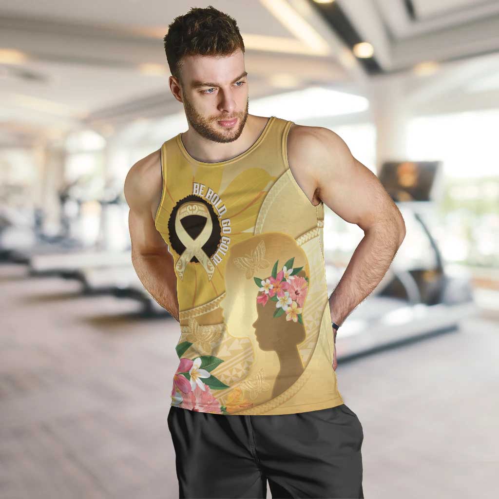 Polynesia Childhood Cancer Awareness Men Tank Top Be Bold Go Gold Polynesian Art