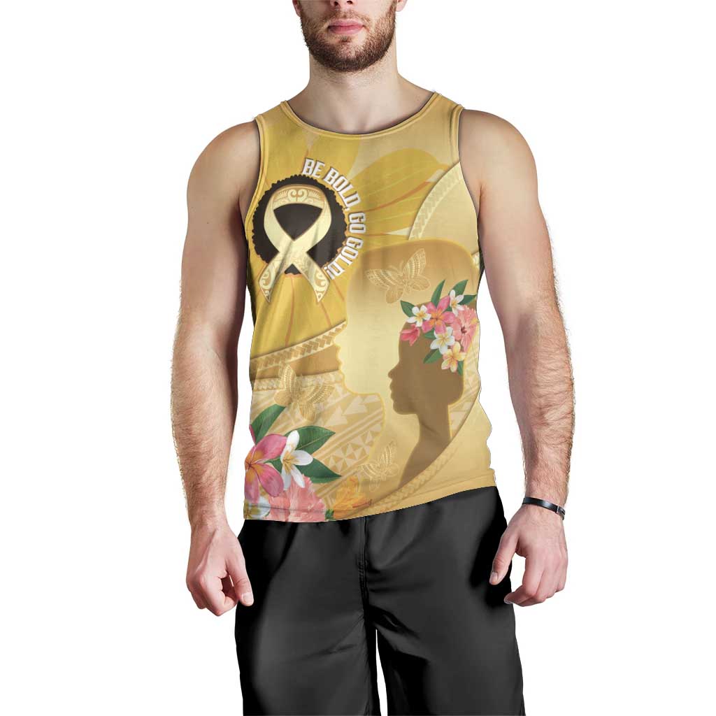 Polynesia Childhood Cancer Awareness Men Tank Top Be Bold Go Gold Polynesian Art LT14 - Polynesian Pride