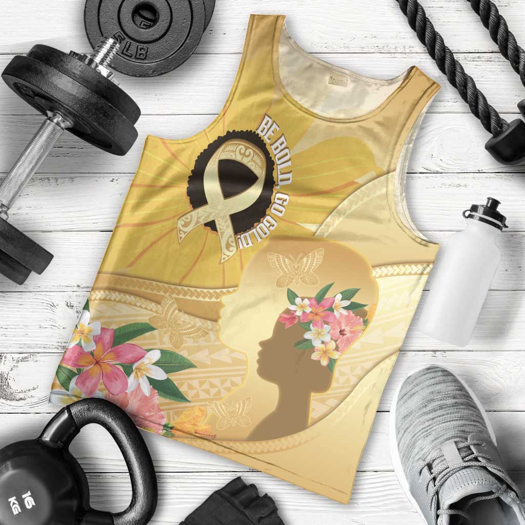 Polynesia Childhood Cancer Awareness Men Tank Top Be Bold Go Gold Polynesian Art LT14 - Polynesian Pride