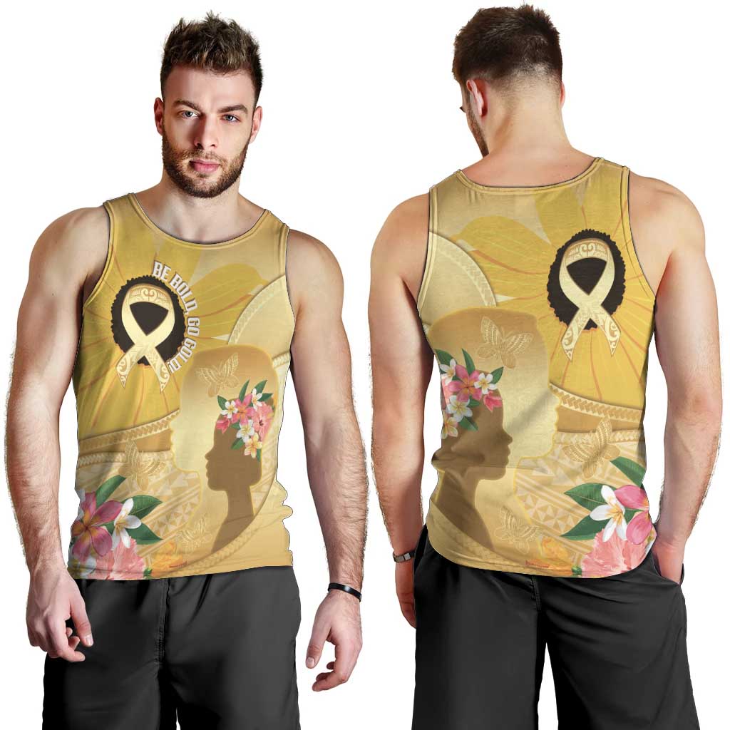 Polynesia Childhood Cancer Awareness Men Tank Top Be Bold Go Gold Polynesian Art LT14 - Polynesian Pride