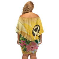 Polynesia Childhood Cancer Awareness Off Shoulder Short Dress Be Bold Go Gold Polynesian Art LT14 - Polynesian Pride