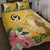 Polynesia Childhood Cancer Awareness Quilt Bed Set Be Bold Go Gold Polynesian Art