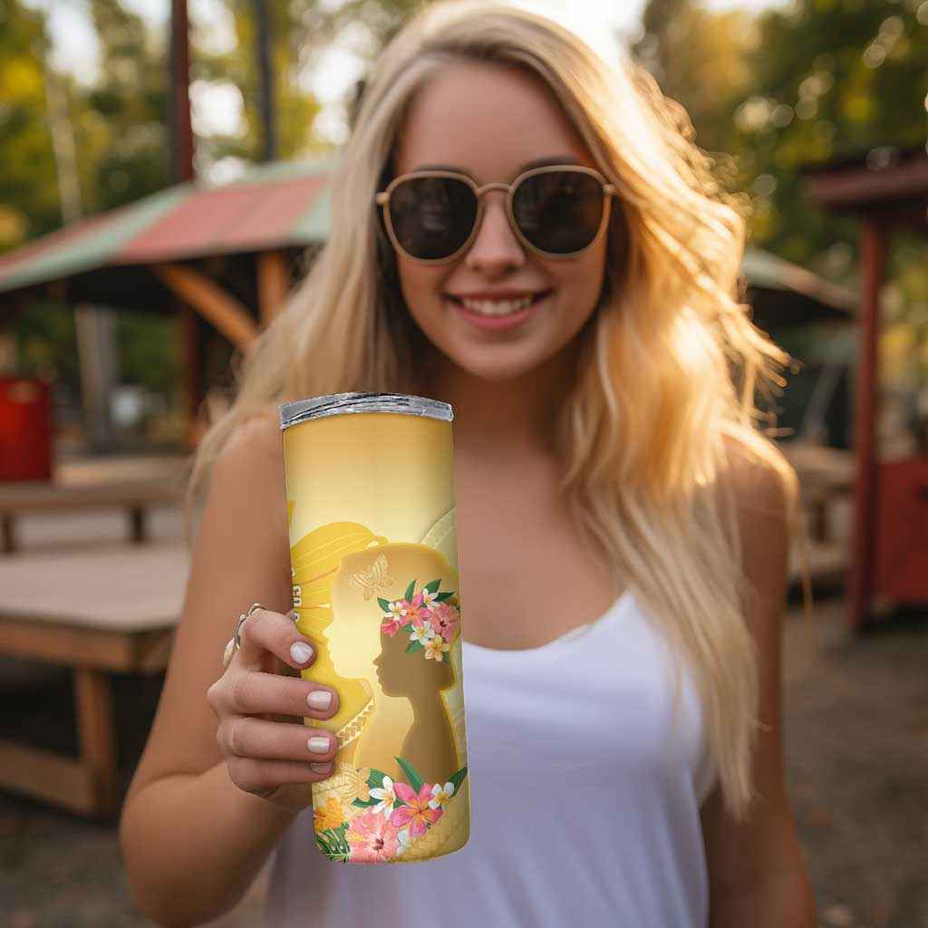 Polynesia Childhood Cancer Awareness Skinny Tumbler Be Bold Go Gold Polynesian Art