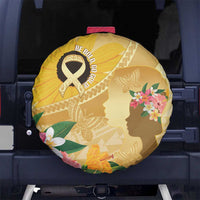 Polynesia Childhood Cancer Awareness Spare Tire Cover Be Bold Go Gold Polynesian Art LT14 - Polynesian Pride