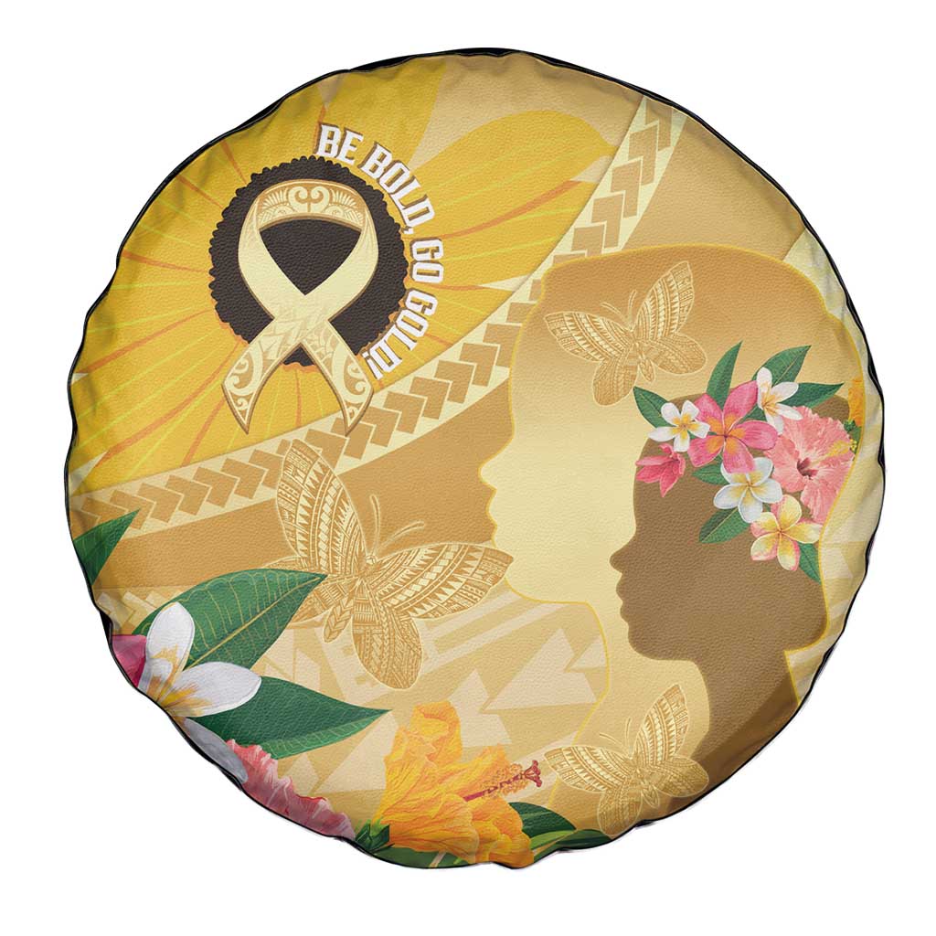 Polynesia Childhood Cancer Awareness Spare Tire Cover Be Bold Go Gold Polynesian Art LT14 - Polynesian Pride