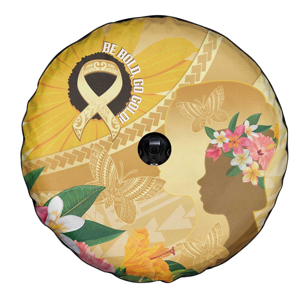 Polynesia Childhood Cancer Awareness Spare Tire Cover Be Bold Go Gold Polynesian Art LT14 - Polynesian Pride
