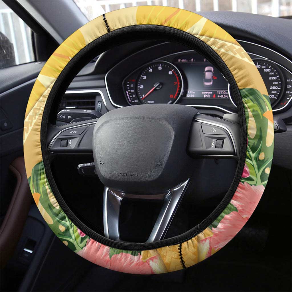Polynesia Childhood Cancer Awareness Steering Wheel Cover Be Bold Go Gold Polynesian Art LT14 - Polynesian Pride