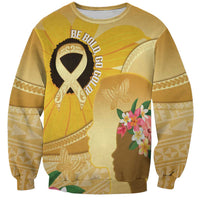 Polynesia Childhood Cancer Awareness Sweatshirt Be Bold Go Gold Polynesian Art LT14 Unisex Gold - Polynesian Pride