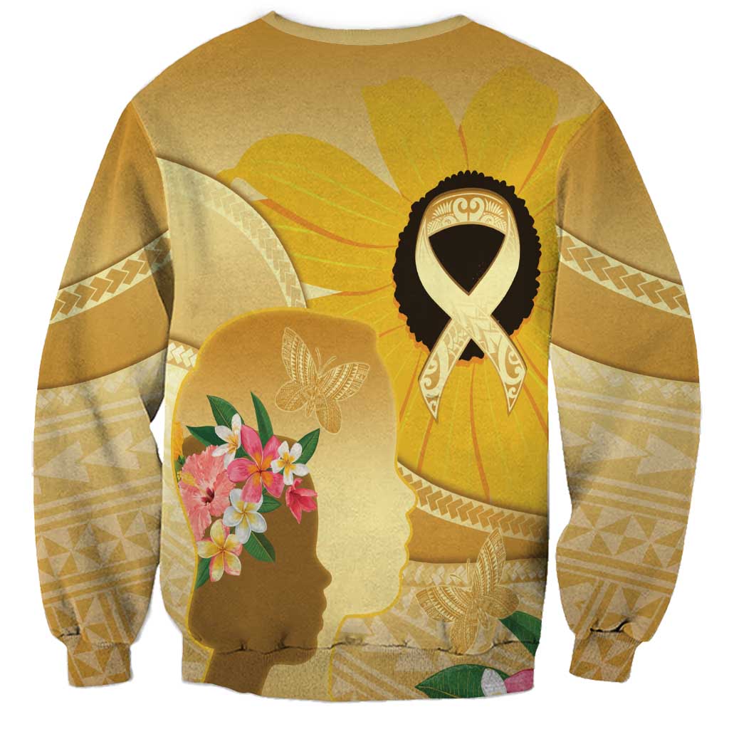 Polynesia Childhood Cancer Awareness Sweatshirt Be Bold Go Gold Polynesian Art LT14 - Polynesian Pride