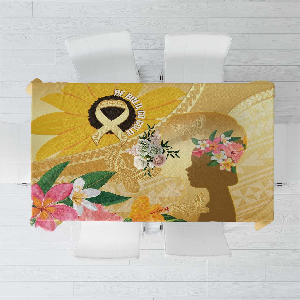 Polynesia Childhood Cancer Awareness Tablecloth Be Bold Go Gold Polynesian Art LT14 Gold - Polynesian Pride
