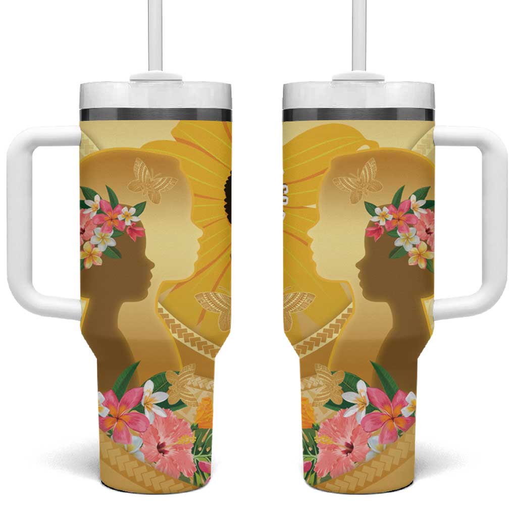 Polynesia Childhood Cancer Awareness Tumbler With Handle Be Bold Go Gold Polynesian Art LT14 One Size: 40 oz Gold - Polynesian Pride