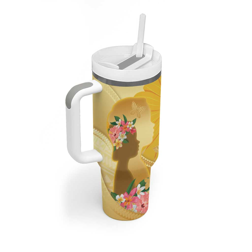 Polynesia Childhood Cancer Awareness Tumbler With Handle Be Bold Go Gold Polynesian Art LT14 - Polynesian Pride