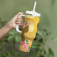 Polynesia Childhood Cancer Awareness Tumbler With Handle Be Bold Go Gold Polynesian Art LT14 - Polynesian Pride