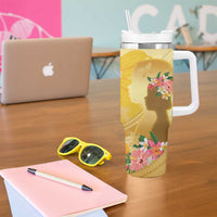 Polynesia Childhood Cancer Awareness Tumbler With Handle Be Bold Go Gold Polynesian Art LT14 - Polynesian Pride