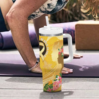 Polynesia Childhood Cancer Awareness Tumbler With Handle Be Bold Go Gold Polynesian Art LT14 - Polynesian Pride