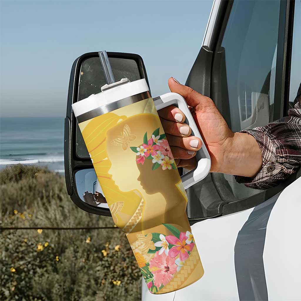 Polynesia Childhood Cancer Awareness Tumbler With Handle Be Bold Go Gold Polynesian Art LT14 - Polynesian Pride