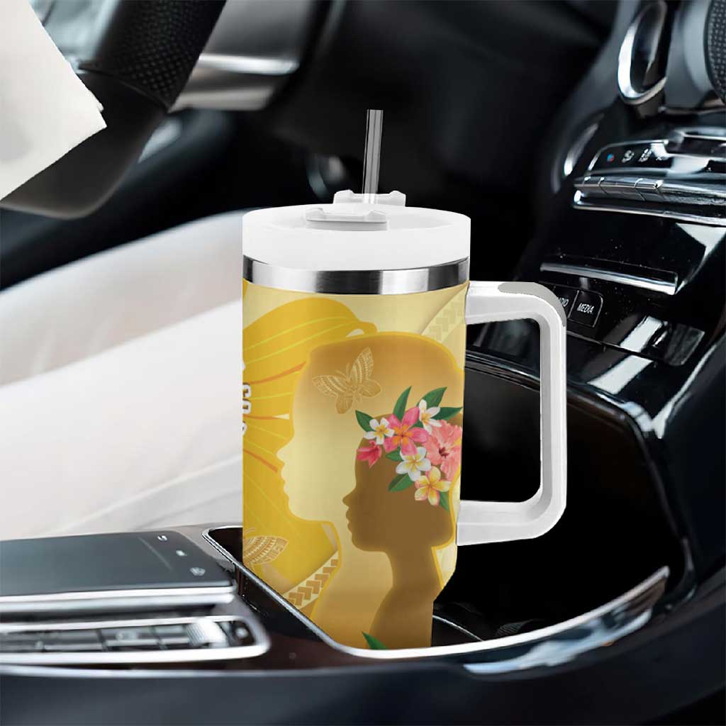 Polynesia Childhood Cancer Awareness Tumbler With Handle Be Bold Go Gold Polynesian Art LT14 - Polynesian Pride