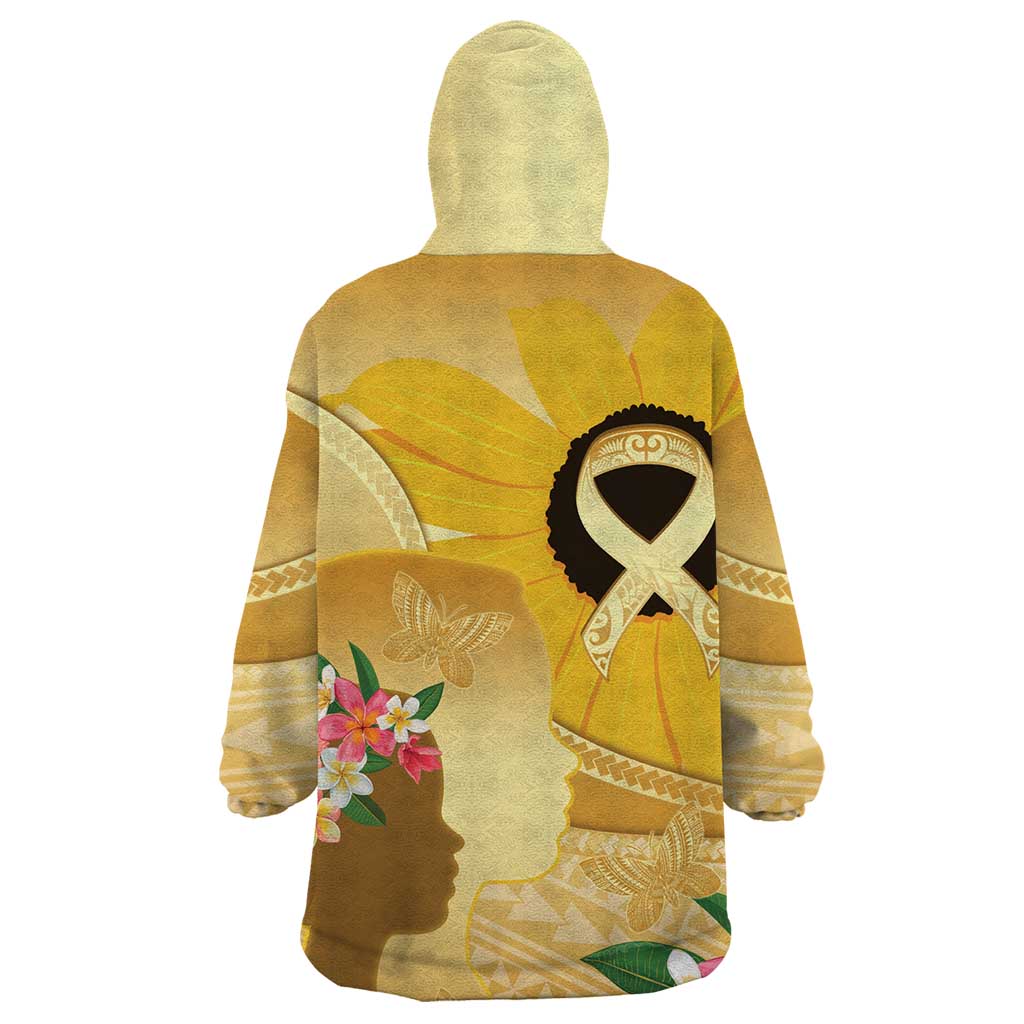 Polynesia Childhood Cancer Awareness Wearable Blanket Hoodie Be Bold Go Gold Polynesian Art LT14 - Polynesian Pride