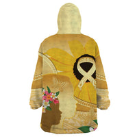Polynesia Childhood Cancer Awareness Wearable Blanket Hoodie Be Bold Go Gold Polynesian Art LT14 - Polynesian Pride