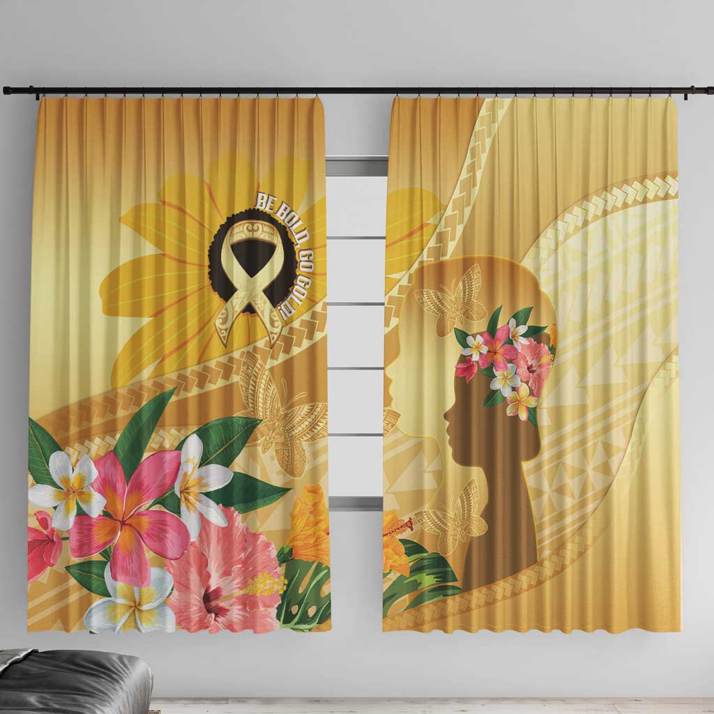 Polynesia Childhood Cancer Awareness Window Curtain Be Bold Go Gold Polynesian Art LT14 With Hooks Gold - Polynesian Pride