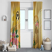Polynesia Childhood Cancer Awareness Window Curtain Be Bold Go Gold Polynesian Art LT14 - Polynesian Pride