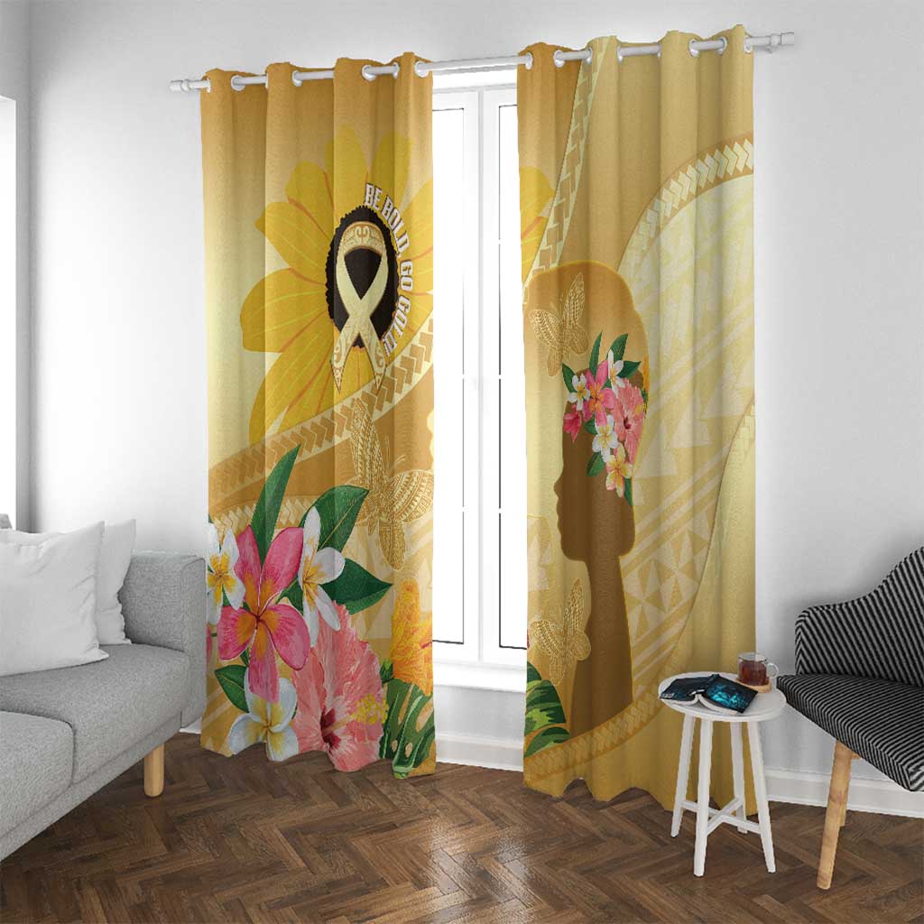 Polynesia Childhood Cancer Awareness Window Curtain Be Bold Go Gold Polynesian Art LT14 With Grommets Gold - Polynesian Pride