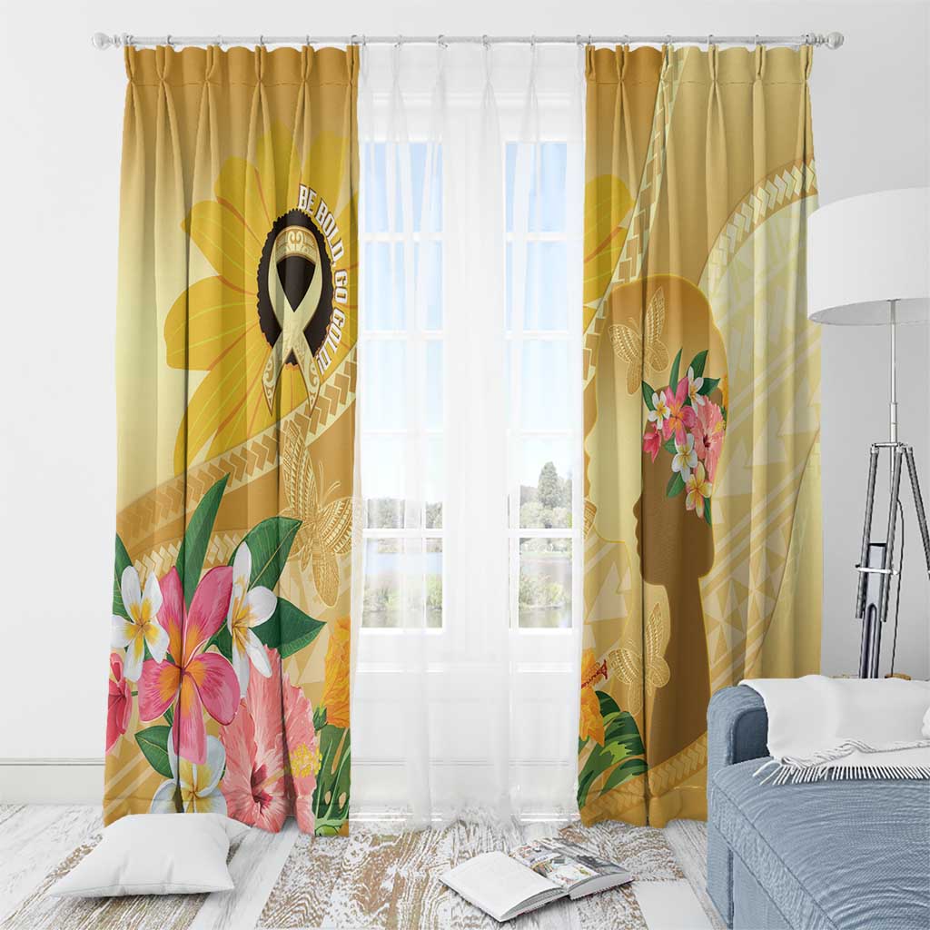 Polynesia Childhood Cancer Awareness Window Curtain Be Bold Go Gold Polynesian Art LT14 - Polynesian Pride