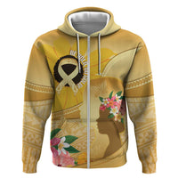 Polynesia Childhood Cancer Awareness Zip Hoodie Be Bold Go Gold Polynesian Art