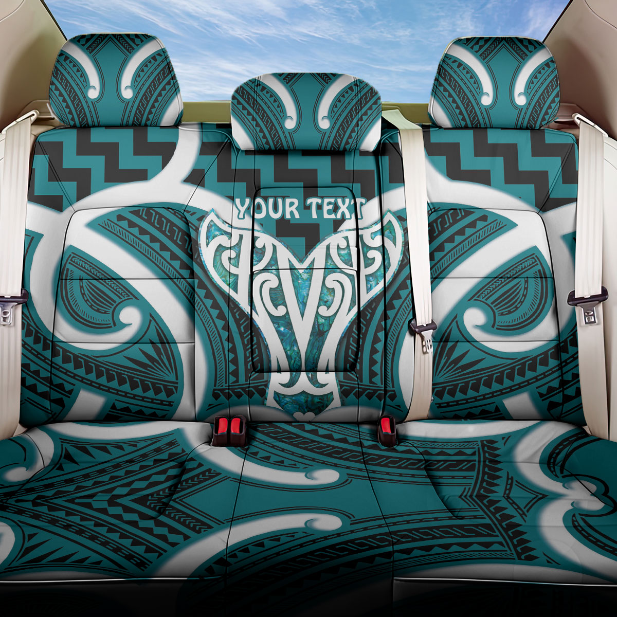 Aotearoa Atua Tangaroa Personalised Back Car Seat Cover God Of The Sea Maori Whale Tail Cyan