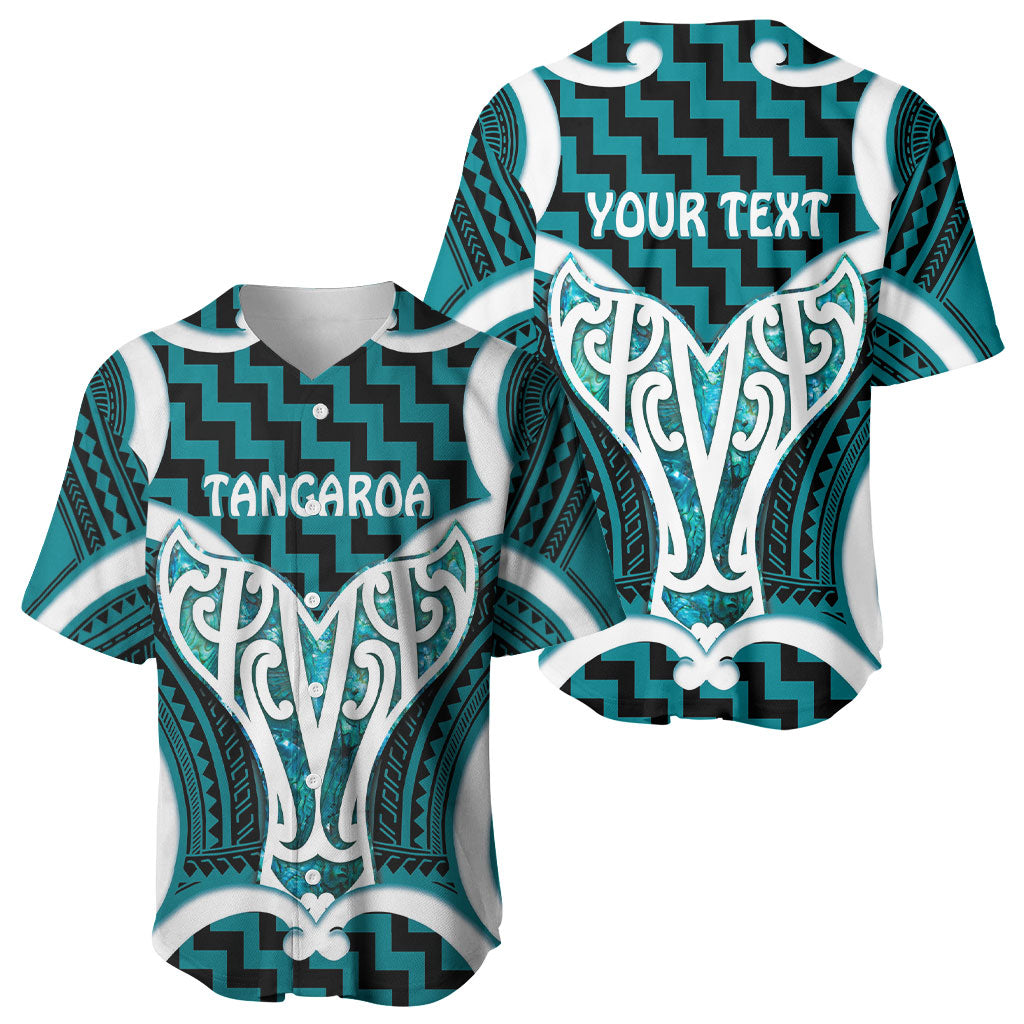 Aotearoa Atua Tangaroa Personalised Baseball Jersey God Of The Sea Maori Whale Tail Cyan